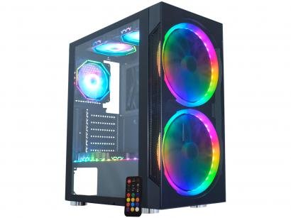 Gabinete Gamer K-Mex Anjo de Combate 3 CG-03A1 - RGB ATX 6 FANs Preto