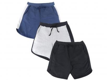 Kit 3 Bermudas Moletom Básica Volare NS0006 - Masculina