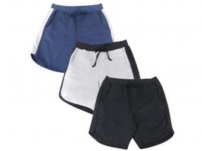 Kit 3 Bermudas Moletom Básica Volare NS0006 - Masculina