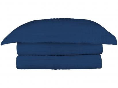 Colcha Queen Camesa 100% Poliéster 150 Fios - Loft Azul 3 Peças