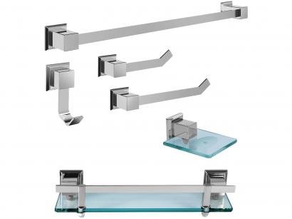 Kit Banheiro Inox Ducon Metais Premium PR4001 - Cromado 6 Peças