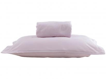 Jogo de Cama para Berço Döhler 100% Algodão - 180 Fios Liso Safira Rosa 2 Peças