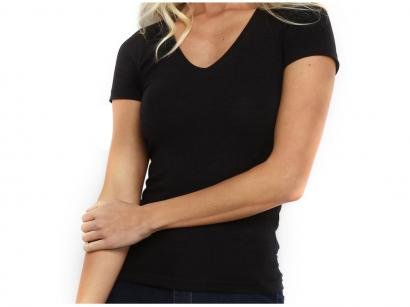 Camiseta Hering Básica 02TQ Feminina - Gola V Preta