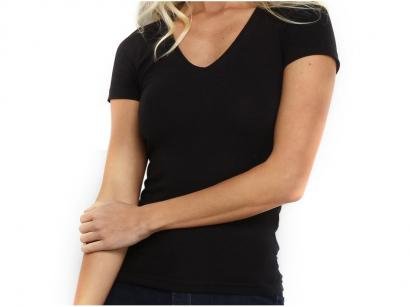 Camiseta Hering Básica 02TQ Feminina - Gola V Preta