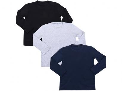 Kit 3 Camisetas Infantil Hering All Free Básica - Masculina Manga Longa