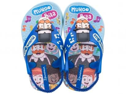 Chinelo para Bebê Grendene Kids Masculino - Ipanema Mundo Bita Azul com Elástico