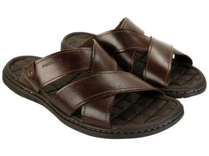 Chinelo Pegada Masculino Cruzada Marrom