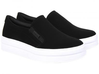 Slip On Colcci Flatform Nobuck Feminino - Preto e Branco