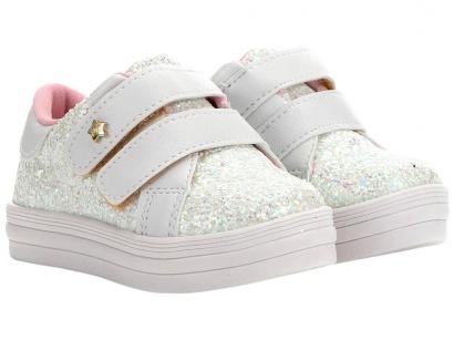 Tênis Infantil Menina Fashion Gliter Feminino - Branco
