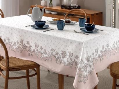 Toalha de Mesa Quadrada Döhler Branco - 140x140cm Clear Renova Marcelle D