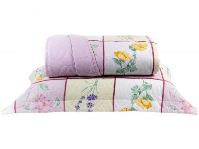 Cobre-leito King Santista 100% Algodão 150 Fios - Prata Satine Rosa 3 Peças