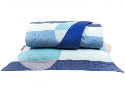 Cobre-leito Queen Santista 100% Algodão - Home Design Spot Azul 3 Peças