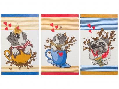 Pano de Prato Primore Dogs Teka - 40x65cm 3 Peças