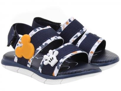 Sandália Infantil Disney Mickey Apliques Masculina - Marinho