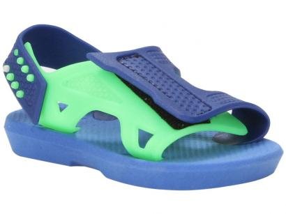 Sandália Infantil Luelua Papete Bicolor Masculina - Azul Royal e Verde