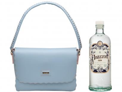 Bolsa Feminina de Ombro Casual Mondaine - Azul + Gin Amázzoni Tradicional 750ml