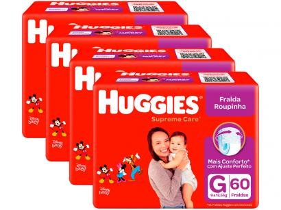 Kit Fralda Huggies Turma da Mônica Supreme Care - Roupinha Tam. G 9 a 12,5kg 240 Unidades