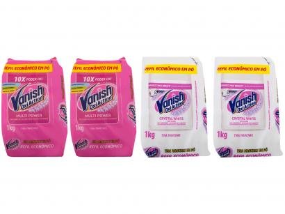 Kit Tira Manchas Vanish Oxi Action Crystal White - em Pó sem Cloro Refil 1Kg 2 Un + 2 Multi Power