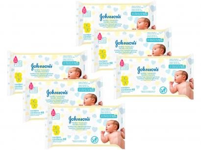 Kit Lenço Umedecido Johnsons Baby Recém-Nascido - Sem Fragrância 6 Pacotes com 48 Unidades Cada