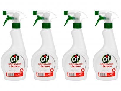 Kit Limpador Multiuso Cif Higienizador + Álcool - 500ml 4 Unidades