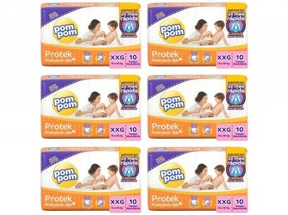 Kit Fraldas Pom Pom Protek Proteção de Mãe - Jumbinho SXG 6 Pacotes com 10 Unidades Cada