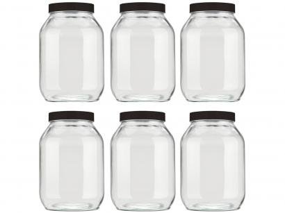 Jogo de Potes de Vidro Invicta com Tampa Redondo - 1,3L Eco 6 Peças