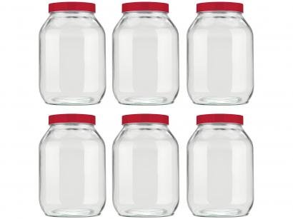 Jogo de Potes de Vidro Invicta com Tampa Redondo - 1,3L Eco 6 Peças