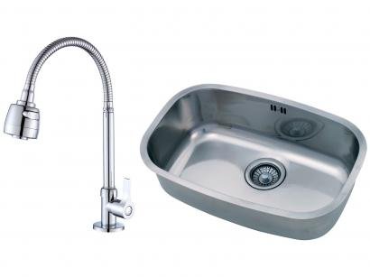 Cuba para Cozinha Franke Inox de Embutir - Retangular 55x34cm + Torneira para Cozinha de Mesa