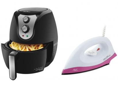 Fritadeira Elétrica Sem Óleo/Air Fryer Britânia - Preta 3,2L + Ferro de Passar a Seco Britânia FB27