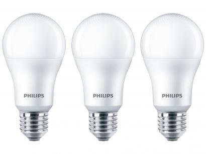 Kit Lâmpadas LED 3 Unidades Branca E27 9W - 6500WK Philips Bulbo