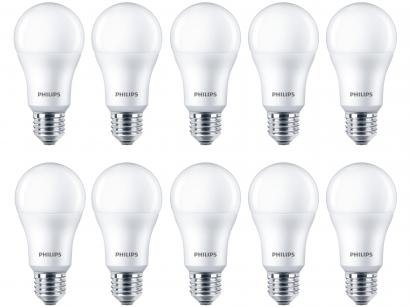 Kit Lâmpadas LED 10 Unidades Branca E27 7W - 6500K Philips Bulbo