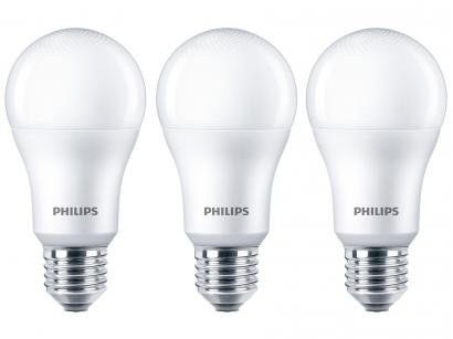 Kit Lâmpadas LED 3 Unidades Branca E27 7W - 6500K Philips Bulbo