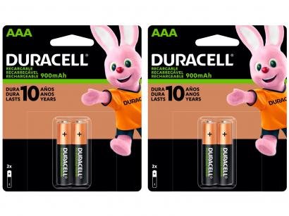 Kit com 4 Unidades de Pilha Recarregável - AAA Palito Duracell