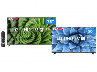 Combo Smart TV 4K LED IPS 75" LG 75UN8000PSB - Wi-Fi + Smart TV UHD 4K LED 50" Wi-Fi Bluetooth