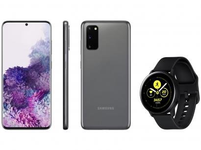 Smartphone Samsung Galaxy S20 128GB Cosmic Gray 4G - 8GB RAM Tela 6,2" + Smartwatch Galaxy Watch Active