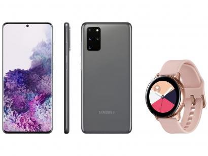 Smartphone Samsung Galaxy S20+ 128GB Cosmic Gray - 8GB RAM Tela 6,7" + Smartwatch Galaxy Watch Active