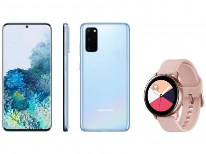 Smartphone Samsung Galaxy S20 128GB Cloud Blue 4G - 8GB RAM Tela 6,2" + Smartwatch Galaxy Watch Active