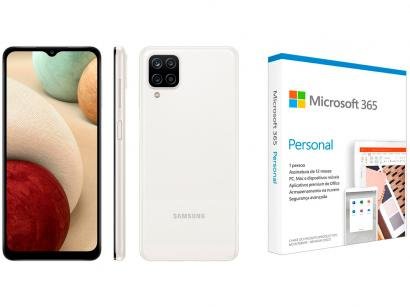 Smartphone Samsung Galaxy A12 64GB Branco 4G - 4GB RAM 6,5" + Microsoft 365 Personal 1TB OneDrive