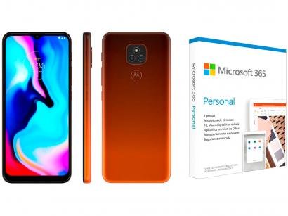 Smartphone Motorola Moto E7 Plus 64GB Bronze Âmbar - 4G + Microsoft 365 Personal 1TB OneDrive