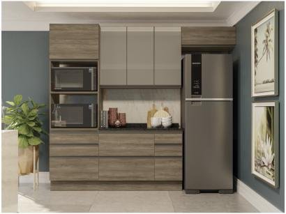 Cozinha Completa Kappesberg Maxxi 4 peças c Balcão - Nicho para Micro-ondas 6 Portas 7 Gavetas