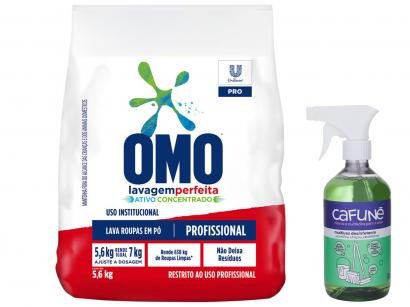 Kit Sabão em Pó Omo Lavagem Perfeita Concentrado - 5,6kg + Desinfetante Veterinário Cafuné 500ml