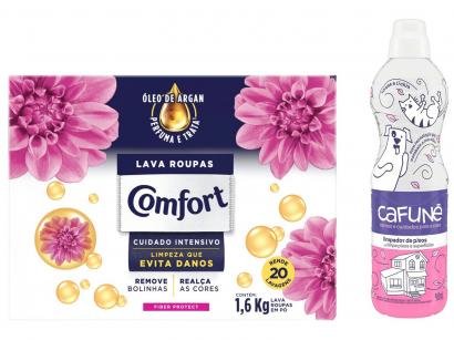 Kit Sabão em Pó Comfort Fiber Protect - 1,6kg + Limpa Piso Cafuné Rosas e Lichia 900ml