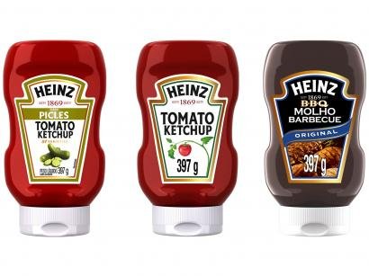 Kit Heinz 397g Cada - Ketchup Picles + Tradicional + Molho Barbecue