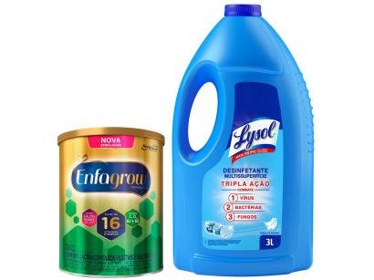 Kit Composto Lácteo Enfagrow - 800g + Desinfetante Lysol Pureza do Algodão 3L