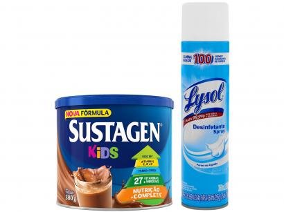 Kit Complemento Alimentar Infantil Sustagen Kids - Chocolate 380g + Desinfetante Lysol 360ml