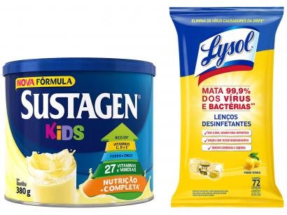 Kit Complemento Alimentar Infantil Sustagen Kids - Baunilha 380g + Lenços Desinfetantes Lysol