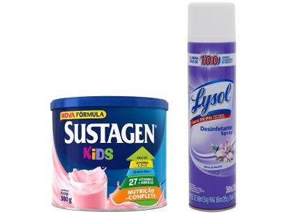 Kit Complemento Alimentar Infantil Sustagen Kids - Morango 380g + Desinfetante Lysol 360ml
