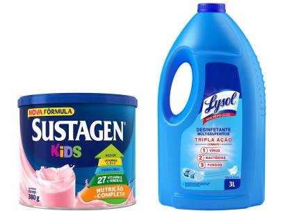 Kit Complemento Alimentar Infantil Sustagen Kids - Morango 380g + Desinfetante Lysol 3L