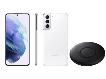 Smartphone Samsung Galaxy S21 128GB Branco 5G - 8GB RAM + Carregador sem Fio Carga Rápida