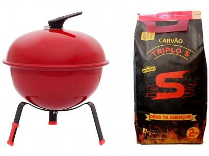Kit Churrasqueira a Carvão com Abafador - Tramontina + Carvão Vegetal Triplo S 2kg